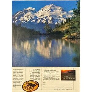 California State Park System "California Here I Come!" Mt. Shasta Print Ad 1986